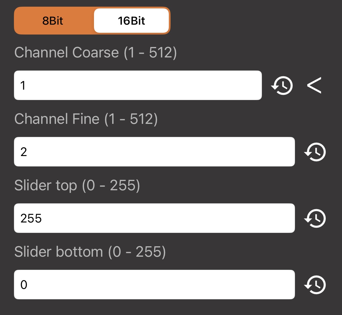 Art-Net Range command configured for 16-bit coarse channel 1 and fine channel 2