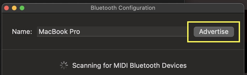 Advertise option in the macOS Bluetooth Configuration window