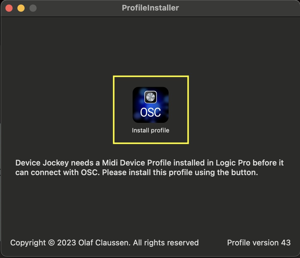 DeviceJockey MIDI Device Profile Installer on macOS