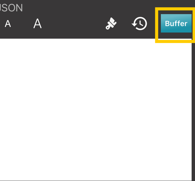 OBS Event JSON editor with the Buffer button highlighted