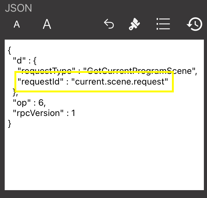 OBS JSON request with current.scene.request as requestId