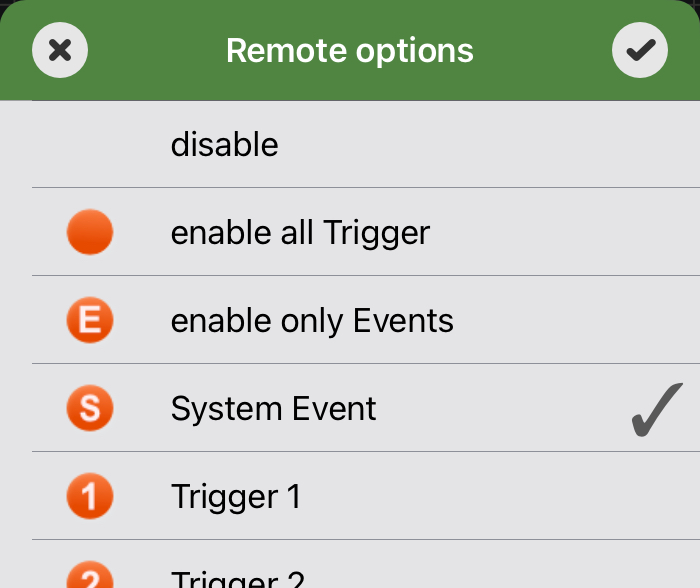 Remote Options with System trigger enabled